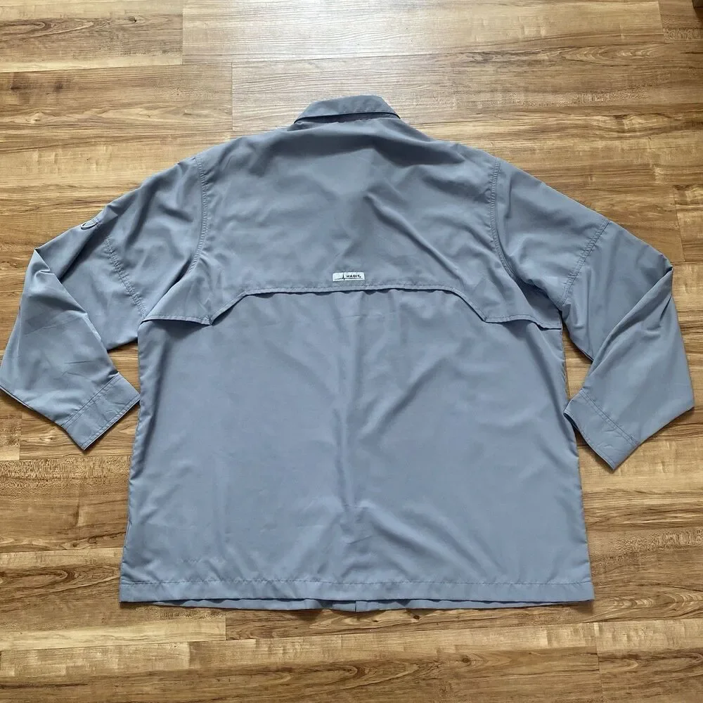Habit Mens 2XL Gray Vented Outdoor UPF 40+ Long Sleeve Button-Up Fishing Shirt - Picture 2 of 16